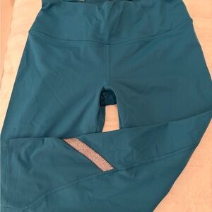 VICTORIAS SECRET Sport Teal Leggings with Silver Accents